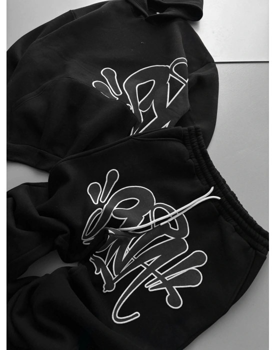 GRAFİTİ ALT ÜST BASKI EŞOFMAN TAKIMI SİYAH