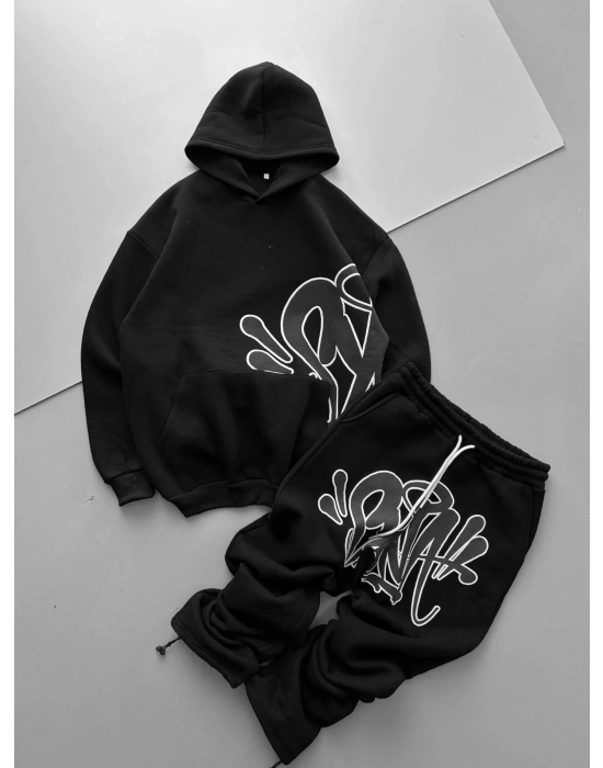 GRAFİTİ ALT ÜST BASKI EŞOFMAN TAKIMI SİYAH