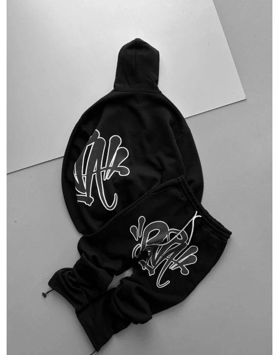 GRAFİTİ ALT ÜST BASKI EŞOFMAN TAKIMI SİYAH