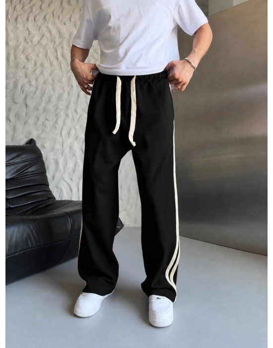 HASIR ŞERİT BAGGY EŞOFMAN ALTI SİYAH