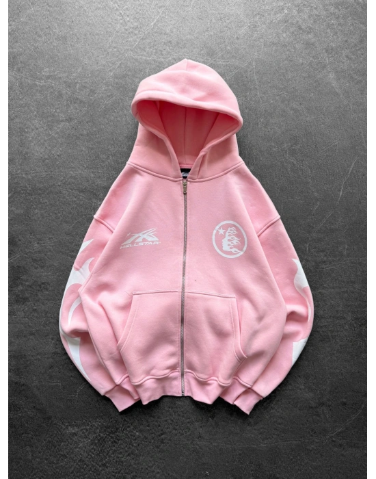 HELL OVERSİZE HIRKA PEMBE