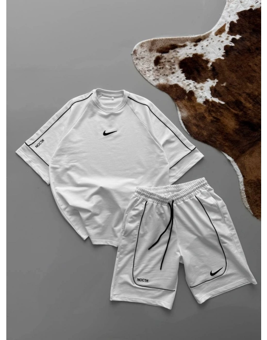 İKI IPLIK KUMAŞ NOCTA ŞORTLU TAKIM BEYAZ