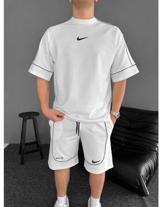 İKI IPLIK KUMAŞ NOCTA ŞORTLU TAKIM BEYAZ