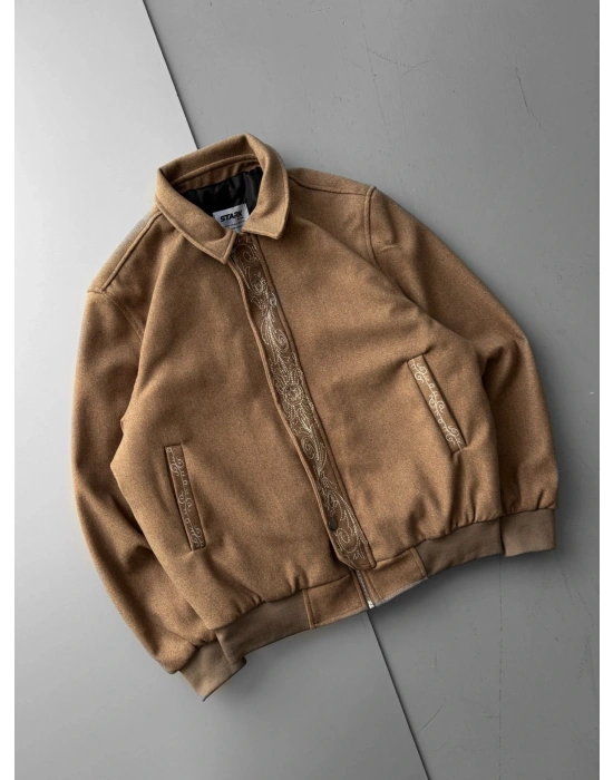 İŞLEMELİ KAŞE CEKET SINIRLI SAYI STOK AÇIK KAHVERENGİ