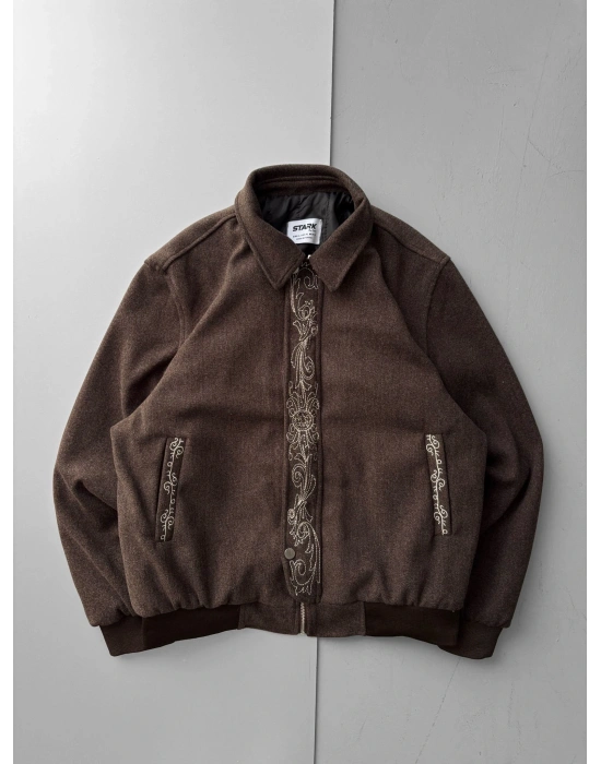 İŞLEMELİ KAŞE CEKET SINIRLI SAYI STOK KAHVERENGİ