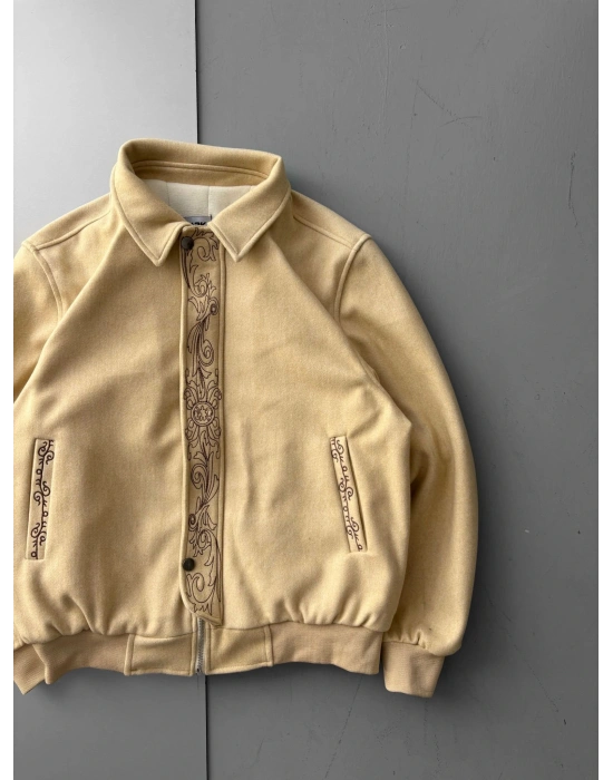 İŞLEMELİ KAŞE CEKET SINIRLI SAYI STOK KREM