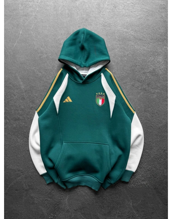 İTALY SERİTLİ 3 İPLİK KAPÜŞONLU SWEAT YEŞİL