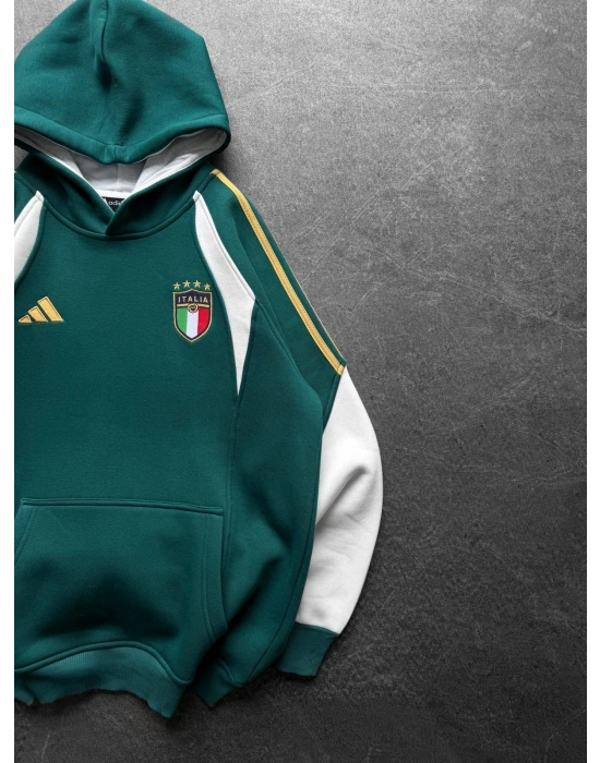 İTALY SERİTLİ 3 İPLİK KAPÜŞONLU SWEAT YEŞİL