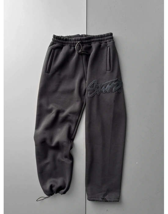 KABARTMA NAKIŞ STW PAÇA LASTİK EŞOFMAN ALTI ANTRASİT