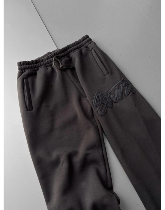 KABARTMA NAKIŞ STW PAÇA LASTİK EŞOFMAN ALTI ANTRASİT