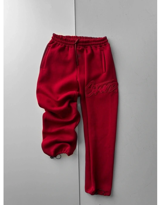 KABARTMA NAKIŞ STW PAÇA LASTİK EŞOFMAN ALTI BORDO