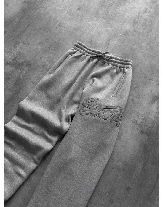 KABARTMA NAKIŞ STW PAÇA LASTİK EŞOFMAN ALTI GRİ