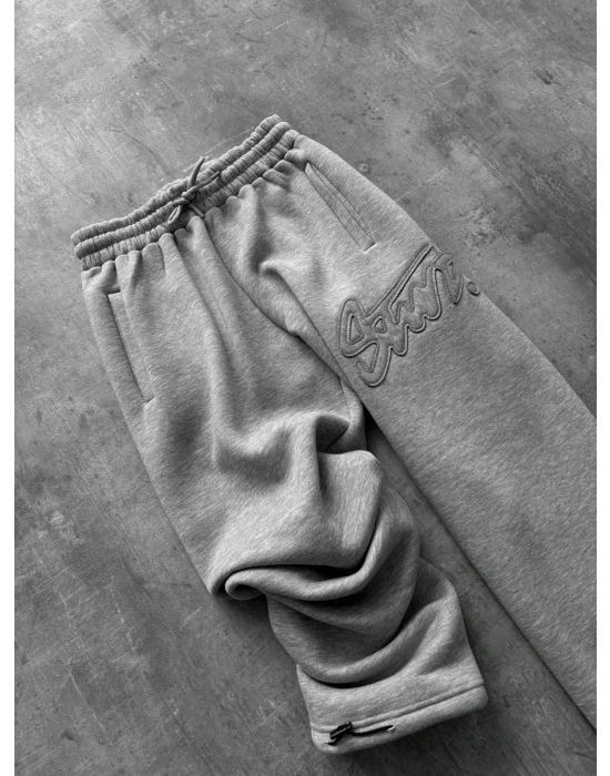 KABARTMA NAKIŞ STW PAÇA LASTİK EŞOFMAN ALTI GRİ