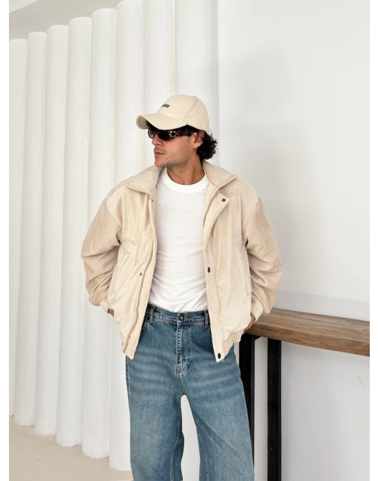 KADİFE ÇITÇITLI CEKET KREM