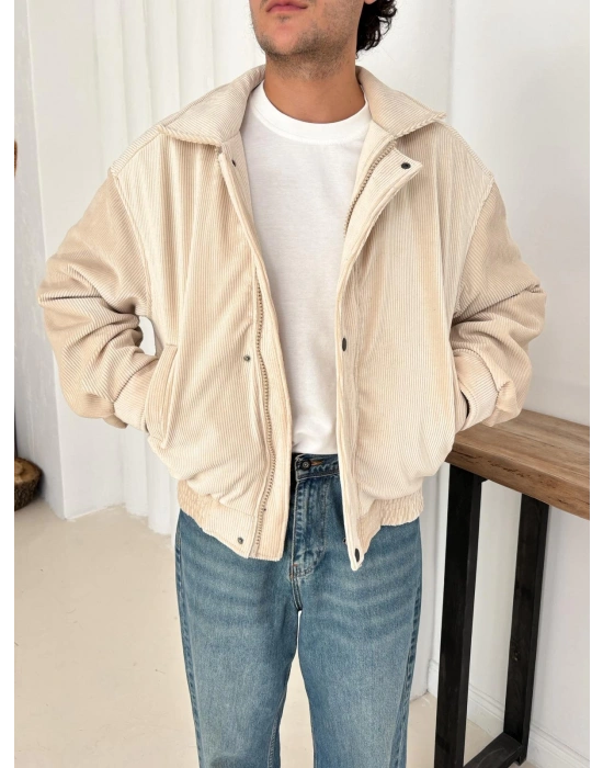 KADİFE ÇITÇITLI CEKET KREM