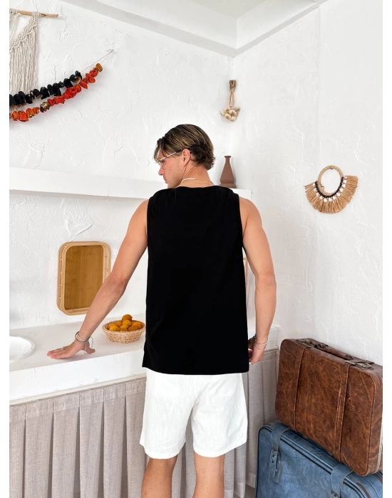 KAKTÜS NAKIŞ ATLET SİYAH