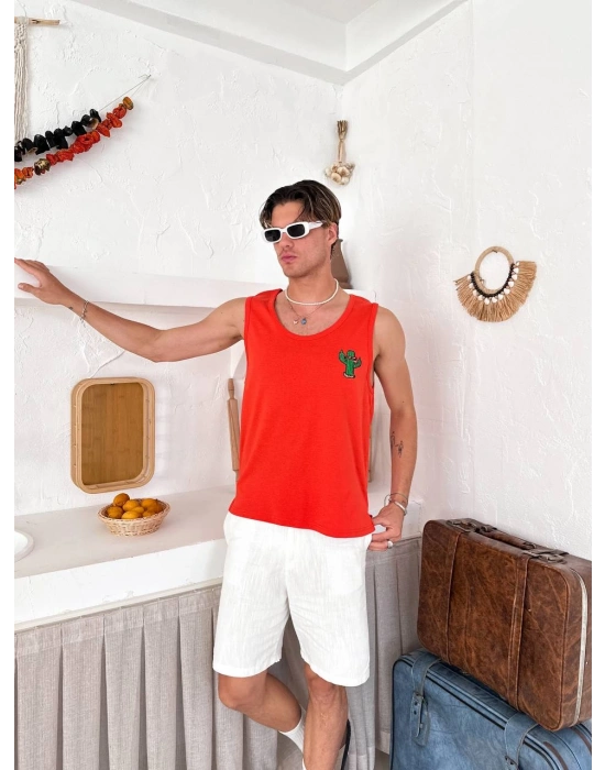 KAKTÜS NAKIŞ ATLET TURUNCU