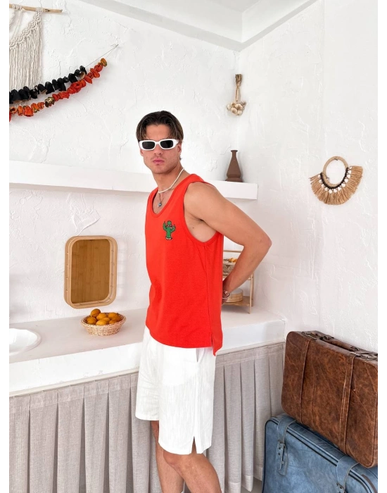 KAKTÜS NAKIŞ ATLET TURUNCU