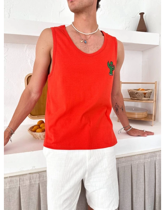 KAKTÜS NAKIŞ ATLET TURUNCU