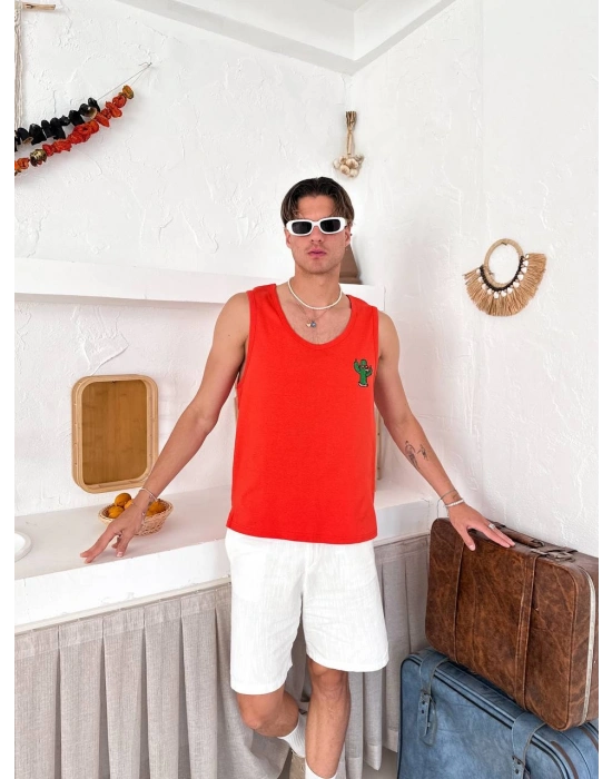 KAKTÜS NAKIŞ ATLET TURUNCU