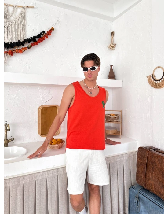 KAKTÜS NAKIŞ ATLET TURUNCU