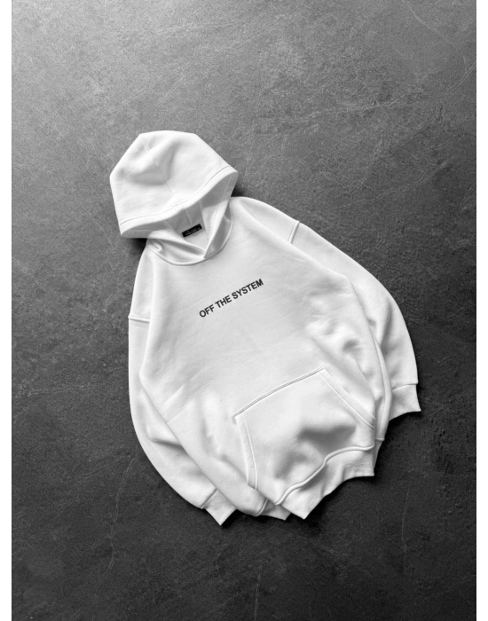 KAPLAN 3 İPLİK ŞARDONLU KAPUŞONLU SWEAT BEYAZ