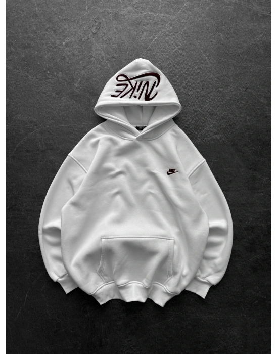 KAPÜŞON NK NAKIŞ OVERSİZE 3 İPLİK SWEAT BEYAZ