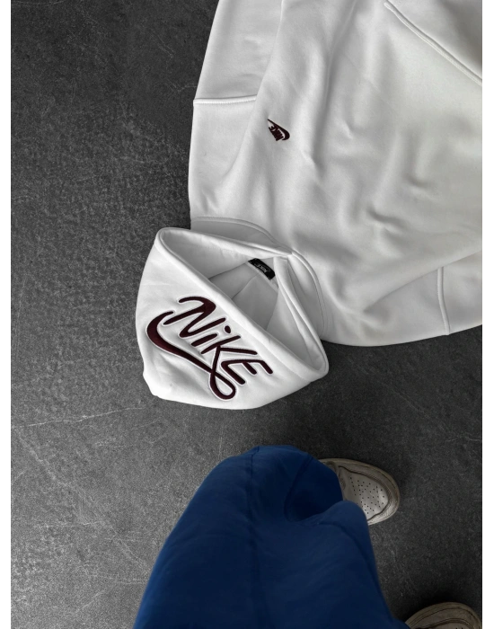 KAPÜŞON NK NAKIŞ OVERSİZE 3 İPLİK SWEAT BEYAZ