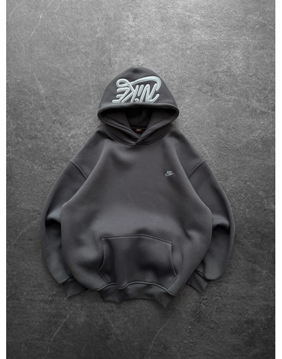 KAPÜŞON NK NAKIŞ OVERSİZE 3 İPLİK SWEAT FÜME