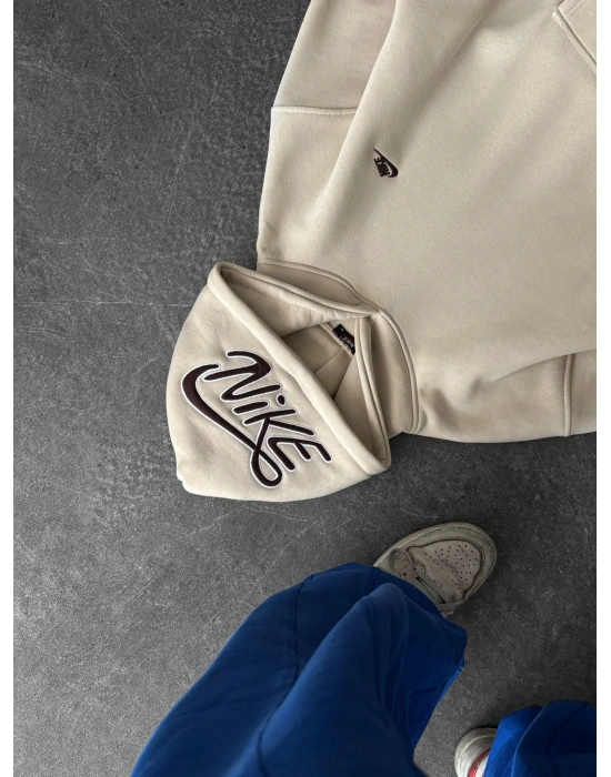 KAPÜŞON NK NAKIŞ OVERSİZE 3 İPLİK SWEAT KREM