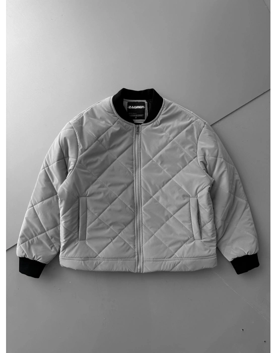 KARBON KUMAŞ KAPİTONE OVERSİZE CEKET GRİ