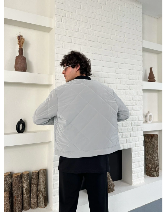 KARBON KUMAŞ KAPİTONE OVERSİZE CEKET GRİ