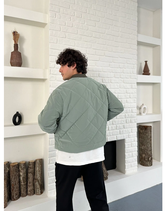 KARBON KUMAŞ KAPİTONE OVERSİZE CEKET YEŞİL