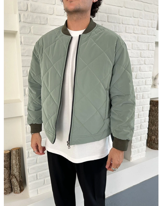 KARBON KUMAŞ KAPİTONE OVERSİZE CEKET YEŞİL