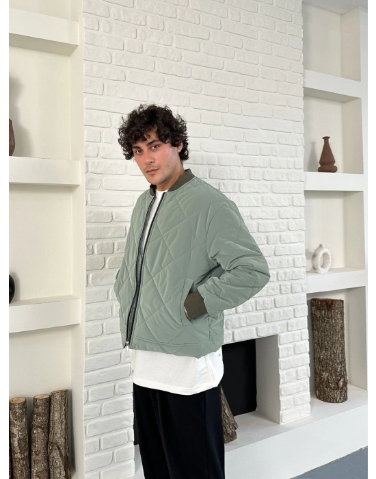 KARBON KUMAŞ KAPİTONE OVERSİZE CEKET YEŞİL