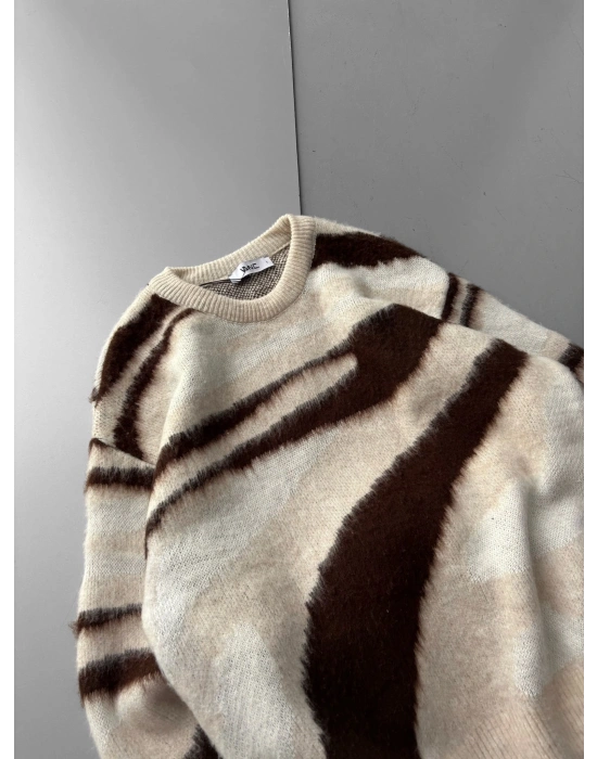 KENDİNDEN DESENLİ TRİKO KREM