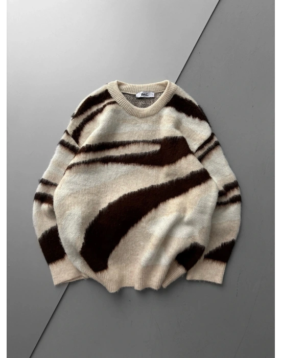 KENDİNDEN DESENLİ TRİKO KREM