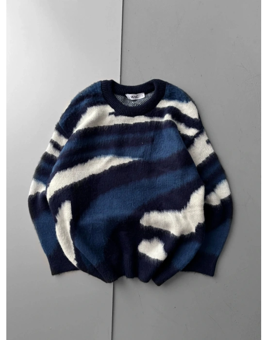 KENDİNDEN DESENLİ TRİKO MAVİ