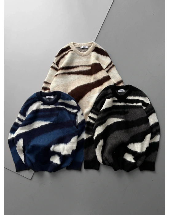 KENDİNDEN DESENLİ TRİKO SİYAH