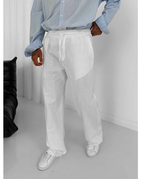 KETEN Gİ BAGGY PANTOLON BEYAZ