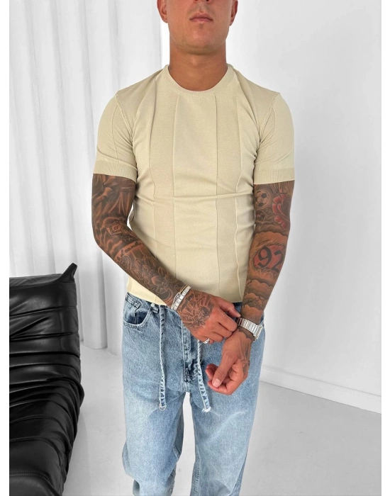 LAGOS KALIN ŞERİT SLİM TİŞÖRT KREM