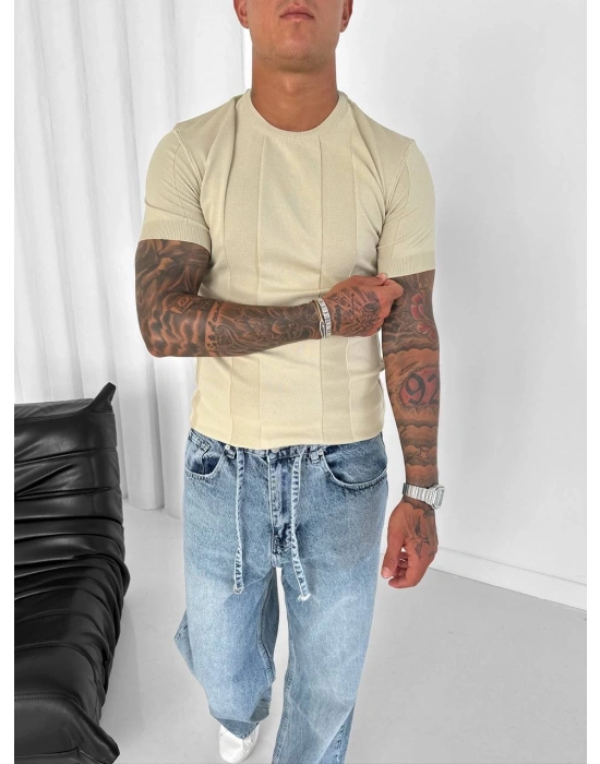 LAGOS KALIN ŞERİT SLİM TİŞÖRT KREM