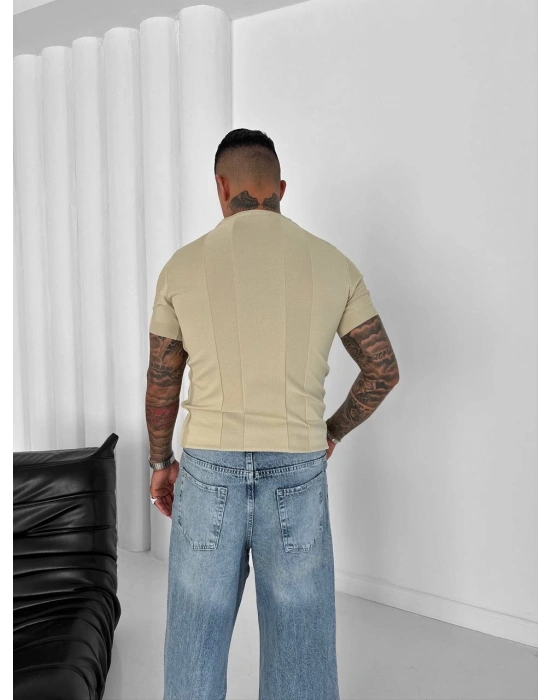 LAGOS KALIN ŞERİT SLİM TİŞÖRT KREM