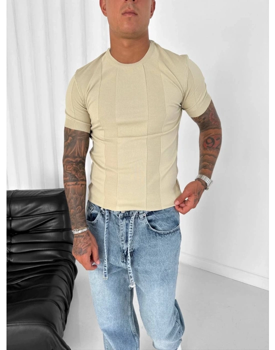 LAGOS KALIN ŞERİT SLİM TİŞÖRT KREM