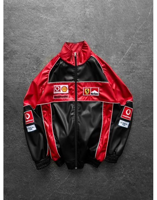 MBR KIRMIZI OVERSİZE DERİ CEKET