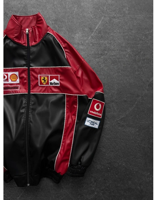 MBR KIRMIZI OVERSİZE DERİ CEKET