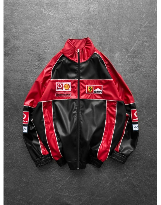 MBR KIRMIZI OVERSİZE DERİ CEKET