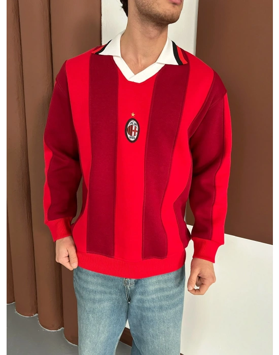 MLN POLO YAKA KALIN ŞERİT OVERSİZE SWEAT