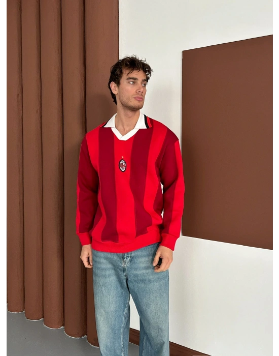 MLN POLO YAKA KALIN ŞERİT OVERSİZE SWEAT