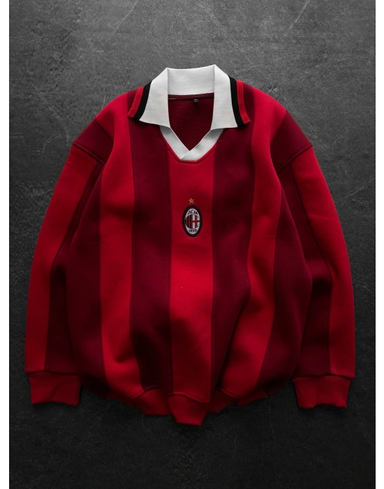 MLN POLO YAKA KALIN ŞERİT OVERSİZE SWEAT